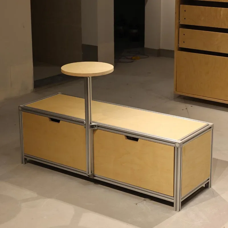 Industrial style aluminum profile, ocean panel storage cabinet, coffee shop multi-functional storage drawer card seat