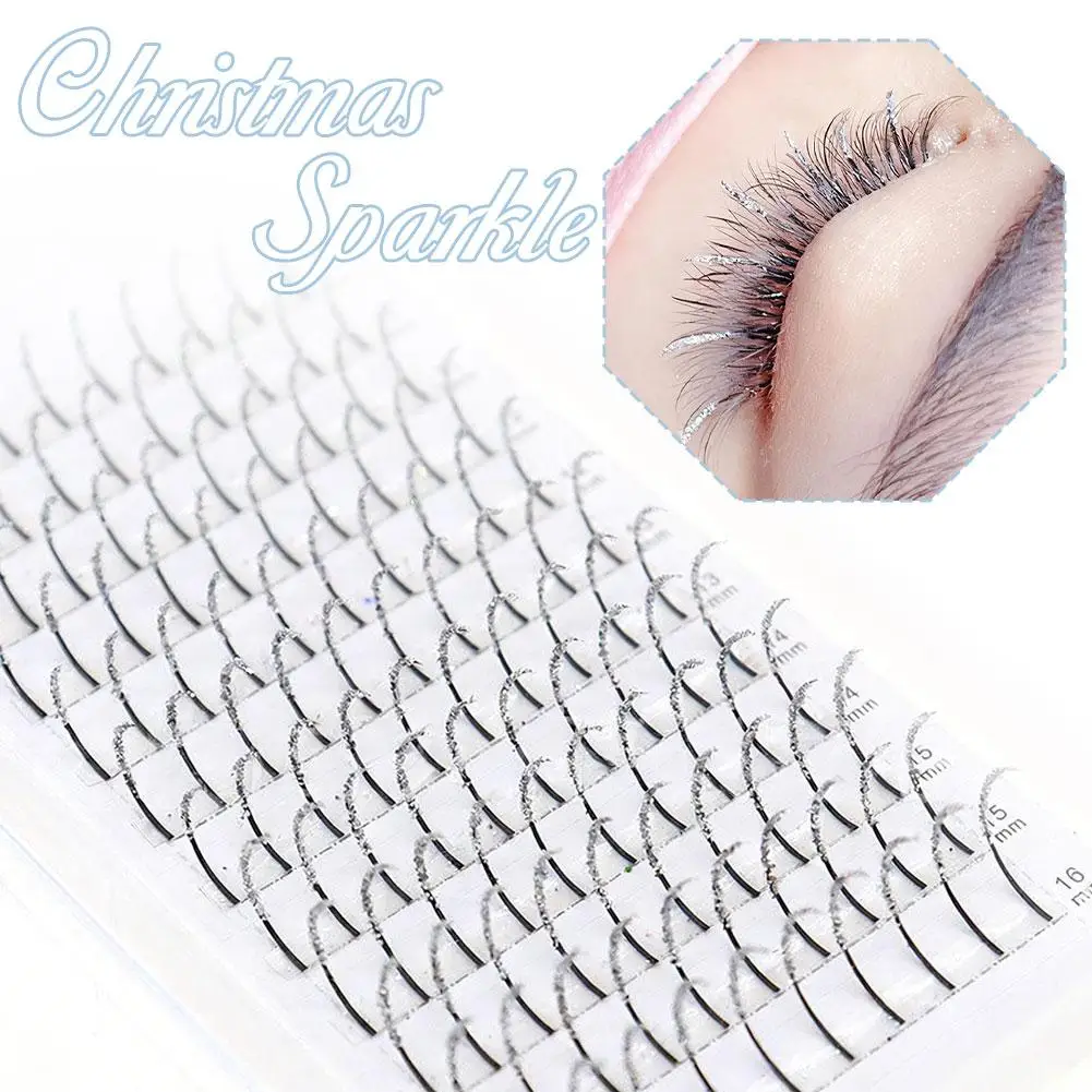 عيد الميلاد تألق الرموش الصناعية مع الماس الهزلي الرموش الفردية الرموش الصناعية ماكياج أداة بريق لامعة DIY رمش #6
