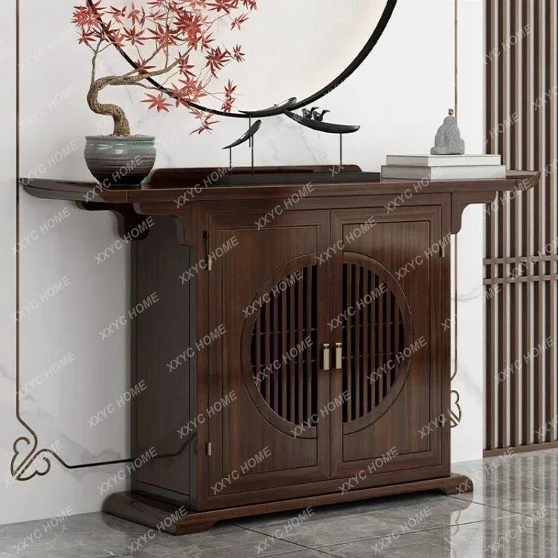 

LNew Chinese-style entrance table, ebony wood, living room against the wall, light luxury solid wood entrance cabinet