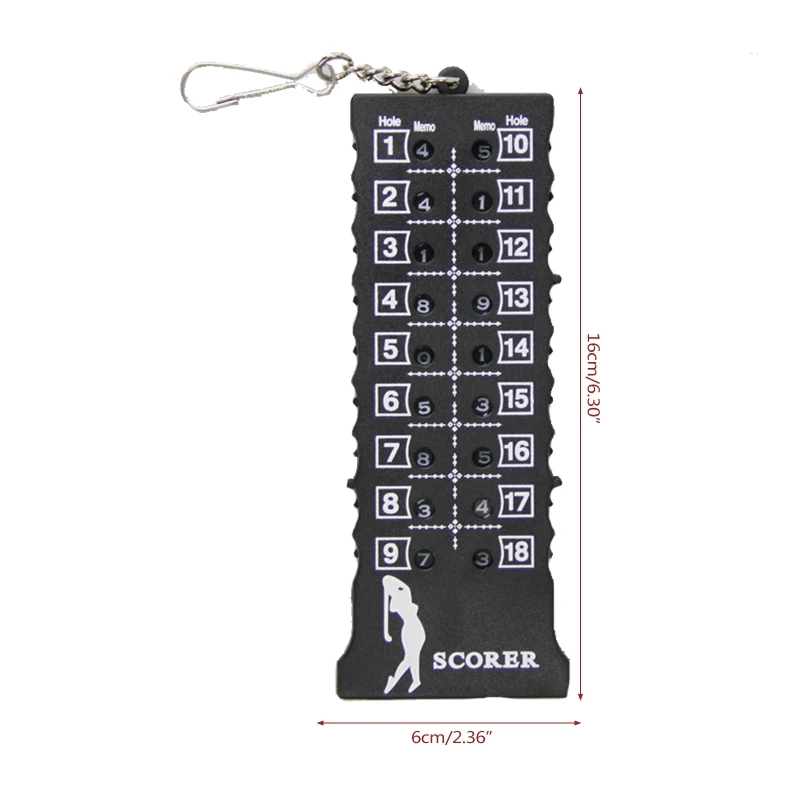 18 Hole Golf Stroke Putt Score Counter Golf Score Indicator With Key Chain, Golf Score Counter Black Red