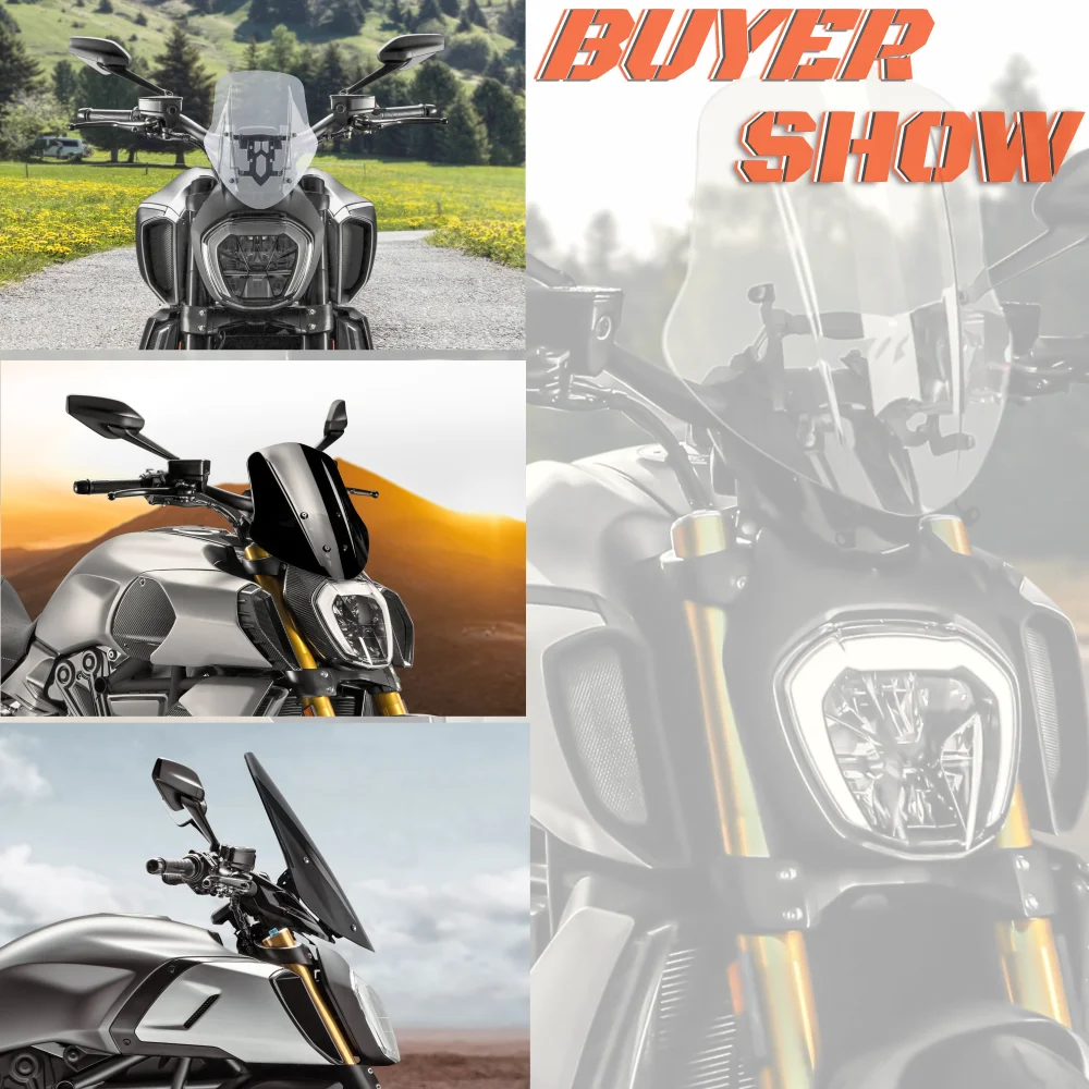 Motorcycle Windscreen Windshield Covers Screen Deflector with Mounting Bracket For Ducati Diavel 1260 S 2019-2022 Accessories
