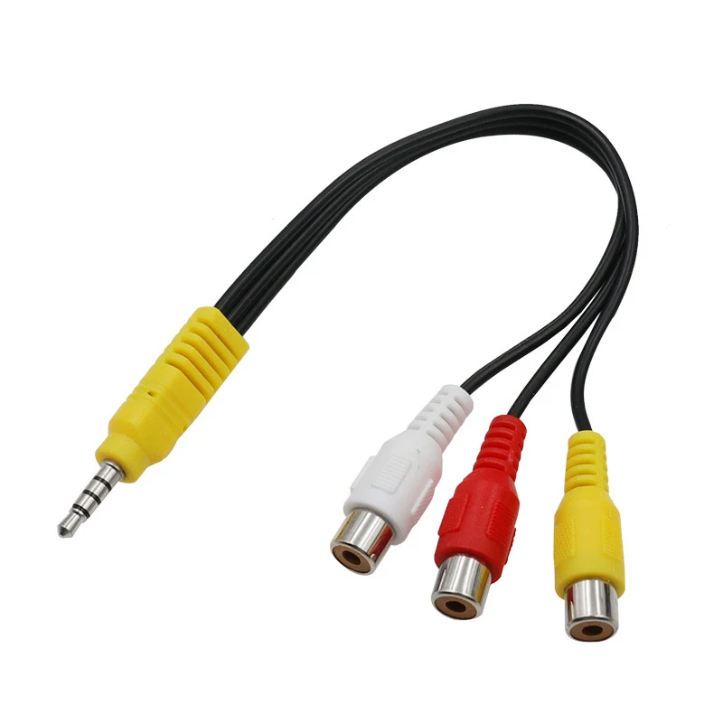 3.5mm Male To Female Rca Yellow White Red Video Cable 15mm Extension Head 3.5 One Into Three Av Cable Female Lotus Audio Cable