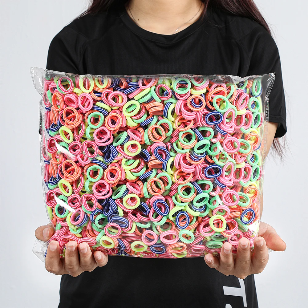100/300/500PC Basic Elastic Hair Bands For Girls Colorful Nylon Ponytail Hold Scrunchie Rubber Band Kid Fashion Hair Accessories
