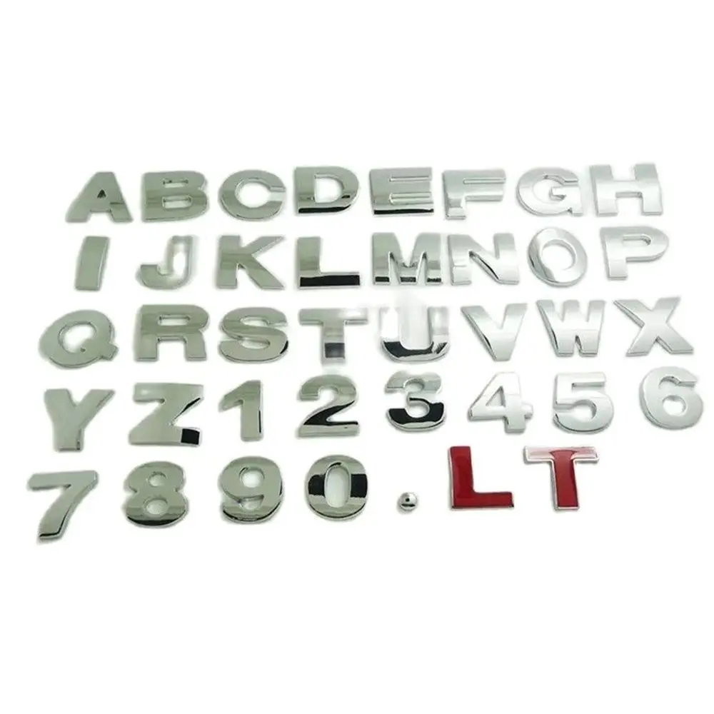 

for Motorcycle Car Decals DIY Metallic Badge Waterproof 3D Sticker Car Stickers Metal Alphabet Stickers Letter Number Stickers