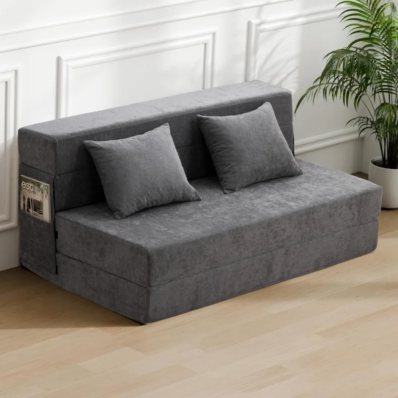 

2026：Folding Sofa Bed - Convertible Sleeper Chair with Pillow, Fold Out , Foam Floor Mattress, Futon Couch, L