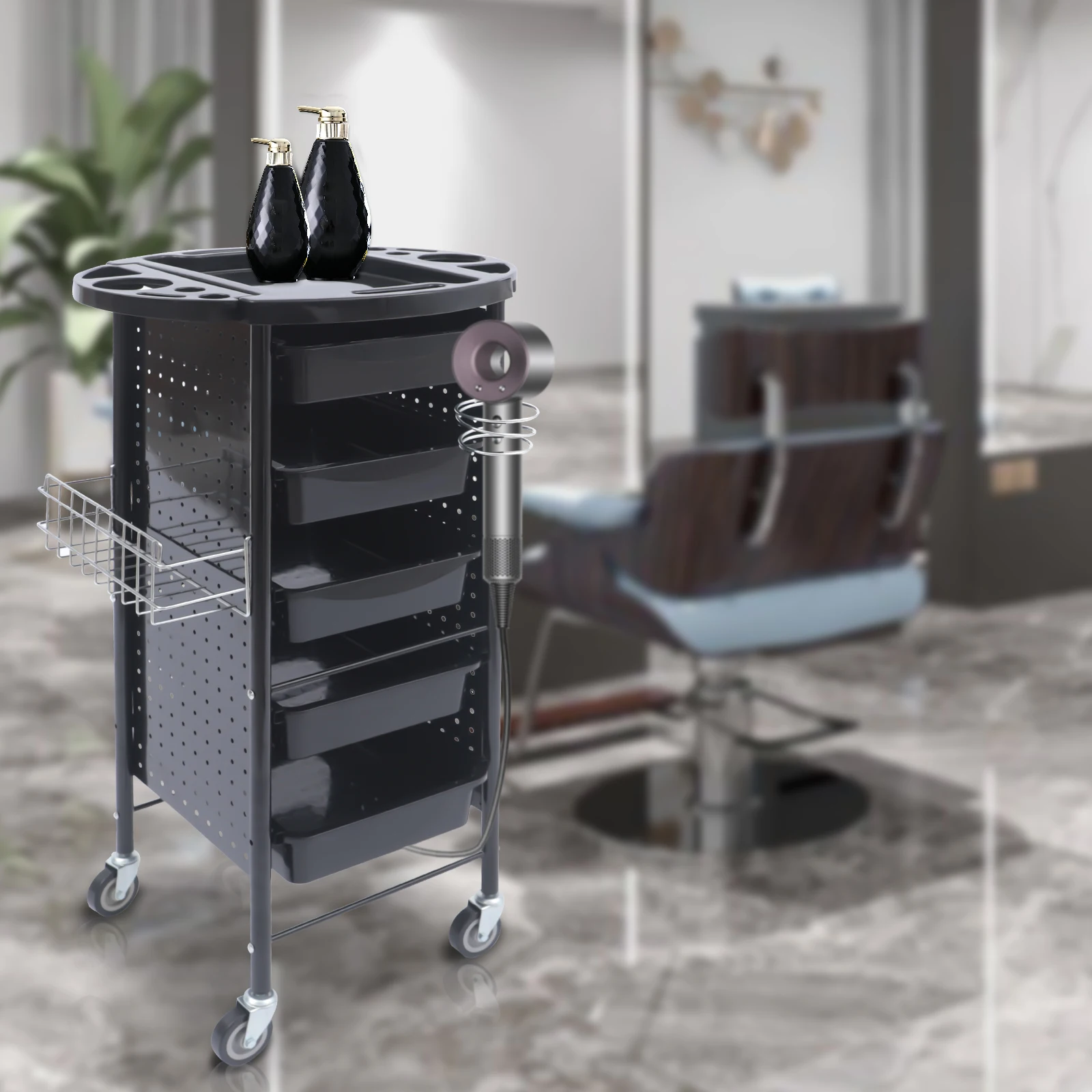 6 Layers Large Capacity Hairdressing Trolley with Universal Wheels Organize hairdressing Tools Storage Trolley