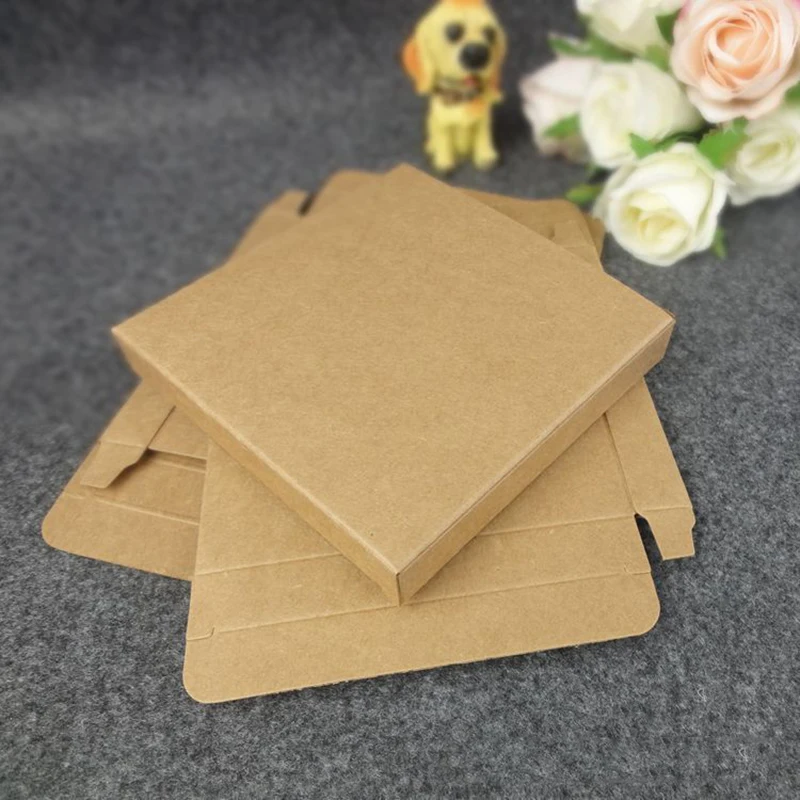 10Pcs/Lot 3 Sizes Cute Square Kraft Packaging Box Wedding Party Favor Supplies Handmade Soap Chocolate Candy Gift Box