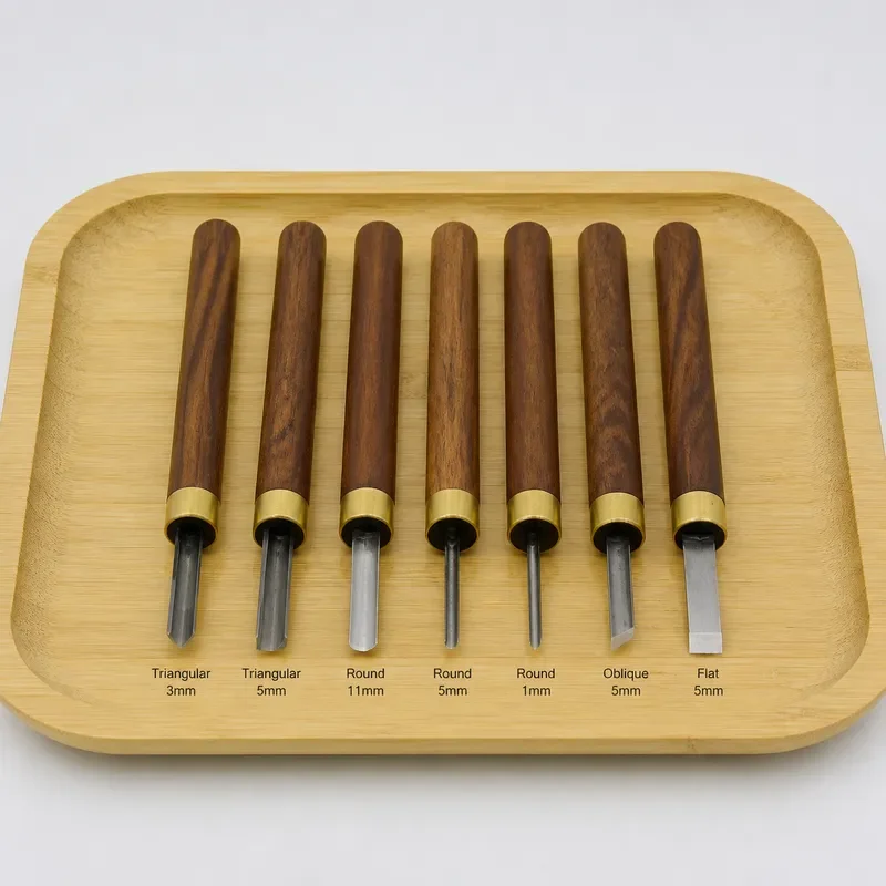 8PCS Wood Carving Knife Set High Speed Steel Blades Rosewood Handle Manual Sharpening Woodcut Engraving Tools DIY Craft