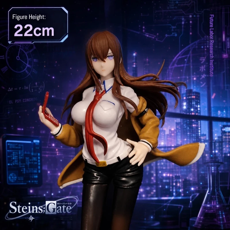 22cm Kurisu Makise Figure Steins Gate Anime Beauty Collectible Pvc Model Statue Desktop Decoration For Anime Hobby Enthusiasts