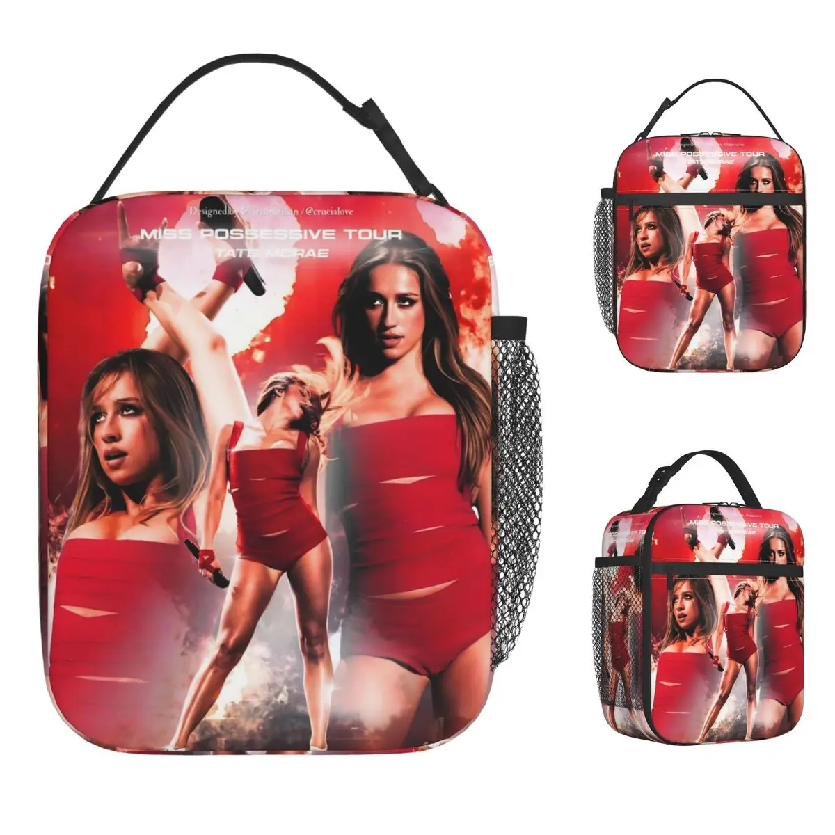 

Сумка для обеда Tate McRae для ланча унисекс с принтом, повседневная офисная сумка-холодильник, удобная сумка-тоут Оксфорд для еды