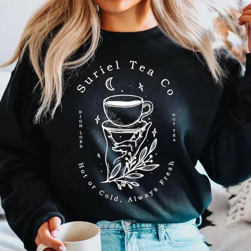 Suriel Tea Co Sweatshirt Acotar Sweater Bookish Hoodie A Court of Thorns and Roses Sweatshirts Women Graphic Hoodies Pullover