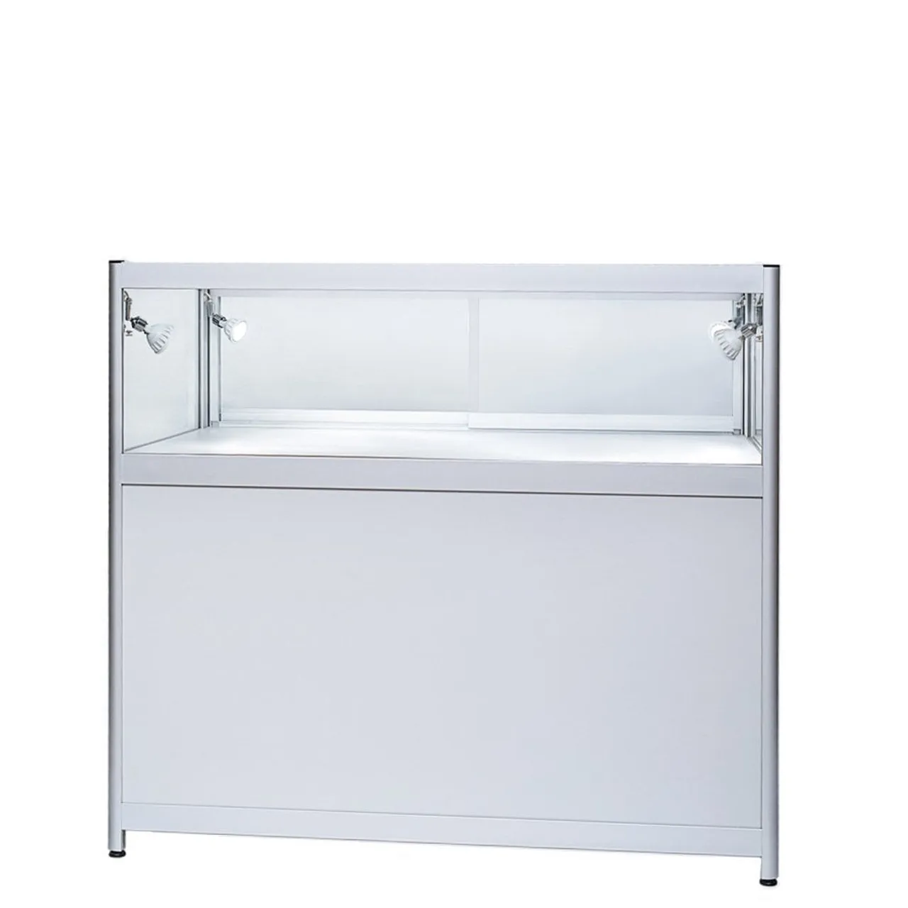 Custom.HIKUYA High-Quality Aluminium Showcase with 1/3 Glass Display and Storage Cupboard Glass Cabinet with LED Light