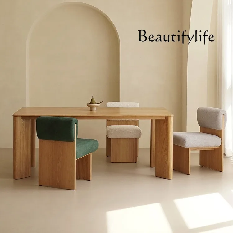 Japanese-style solid wood dining  simple rectangular eating table small apartment ash wood table restaurant  and chair
