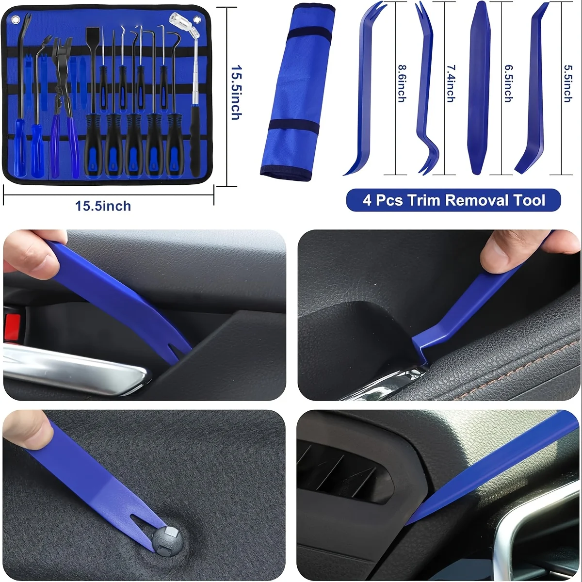 

17Pcs Hook and Pick Tool Set with Scraper Auto Clip Removal Plier Fastener Remover Rivets Puller Mechanic Car Trim Removal Tool
