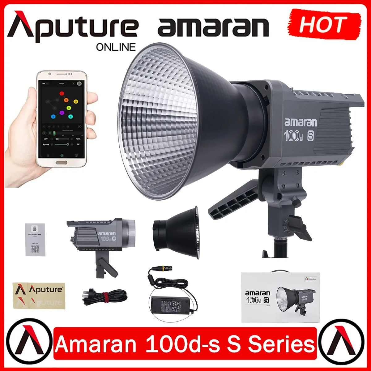 

Aputure Amaran 100d S Bowens Mount LED Video Studio Light 100W 5600k Daylight w Bluetooth App Control for Portrait Photography