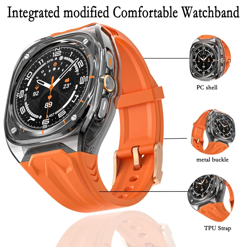 PC Case+TPU Strap for Samsung Galaxy Watch Ultra 47mm Anti-fall integrated type replacement watchband Galaxy Watch Ultra correa