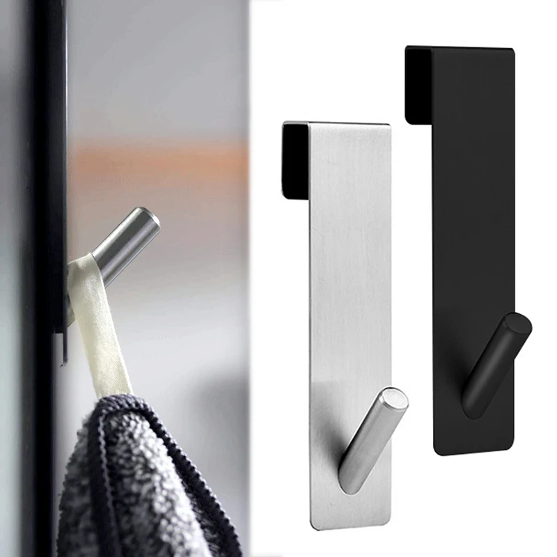 Bathroom shower door rear hook stainless steel glass door shower towel rack S-shaped bathroom bathrobe hanger hook