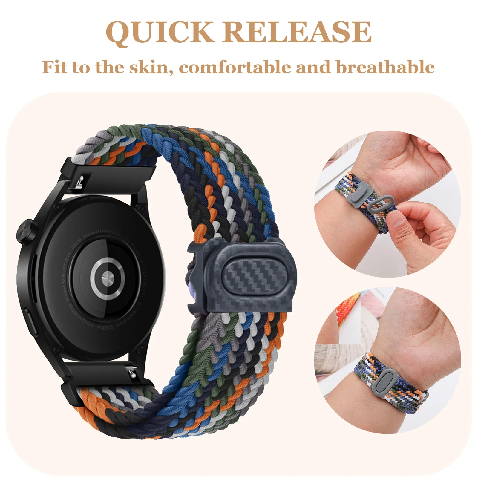 Elastische nylon banden voor Huawei Watch Fit 2-band, plastic gesp verstelbare nylon band