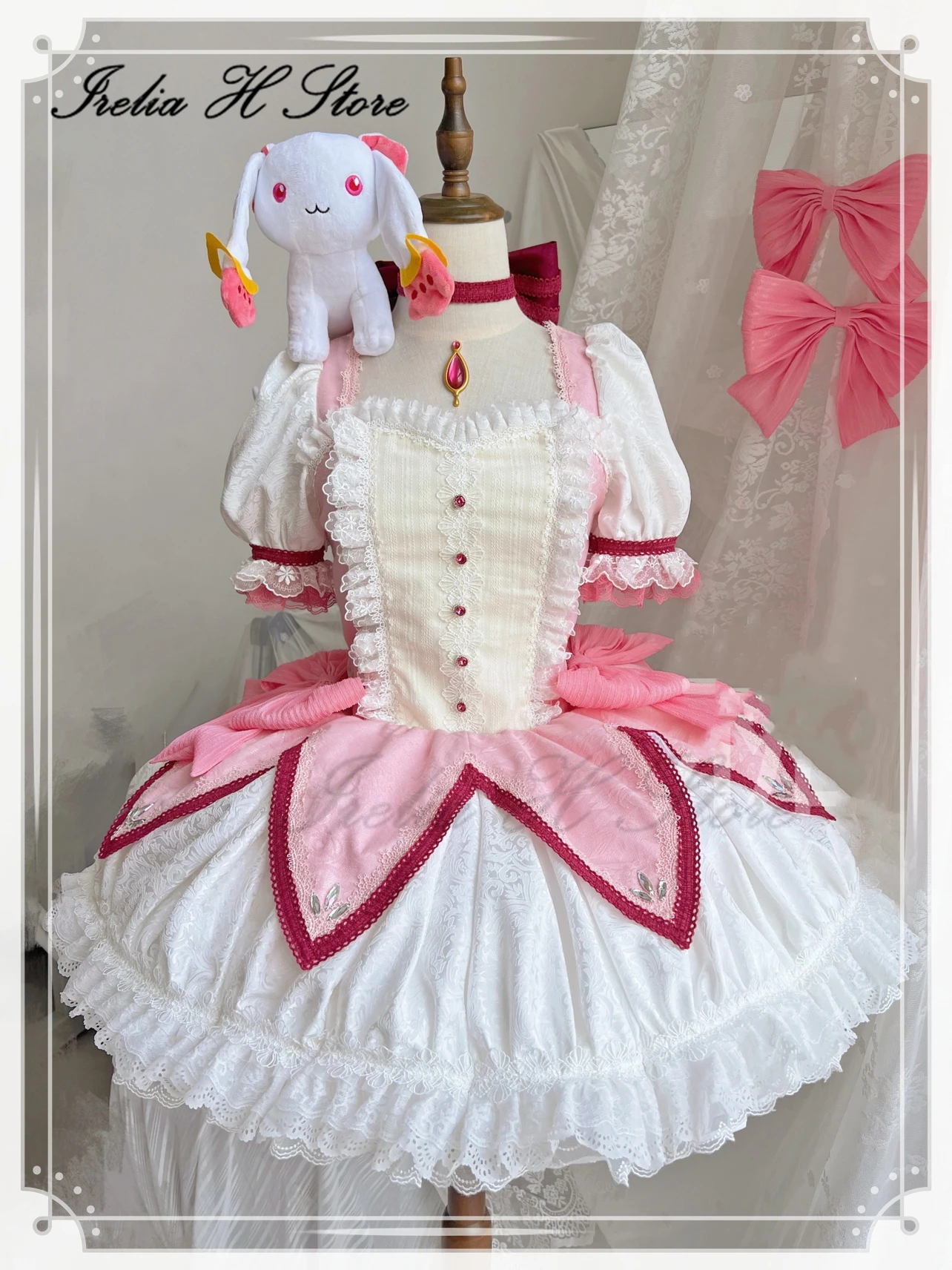 Irelia H Store Custom size made Madoka from Puella Magi Madoka Magica Kaname Madoka Cosplay Costume Anime Gamble Suit dress