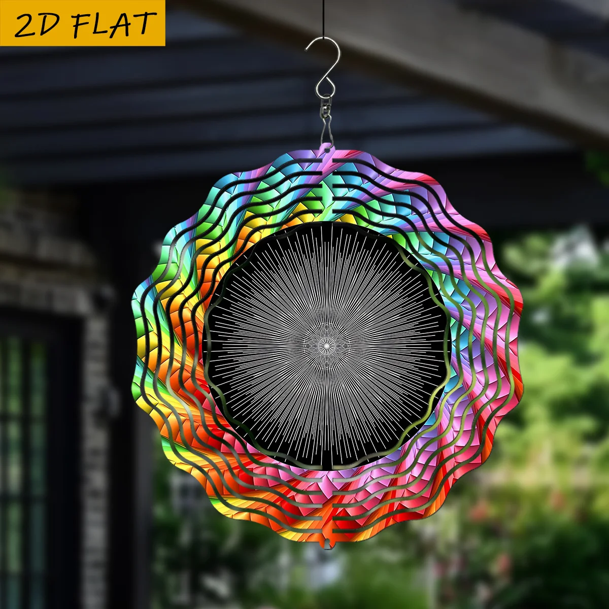 1pc of 2D Flat, Round Silvery Decorative Item, a Multifunctional Double-Sided Round Wind Chime Painting Tree Hanger