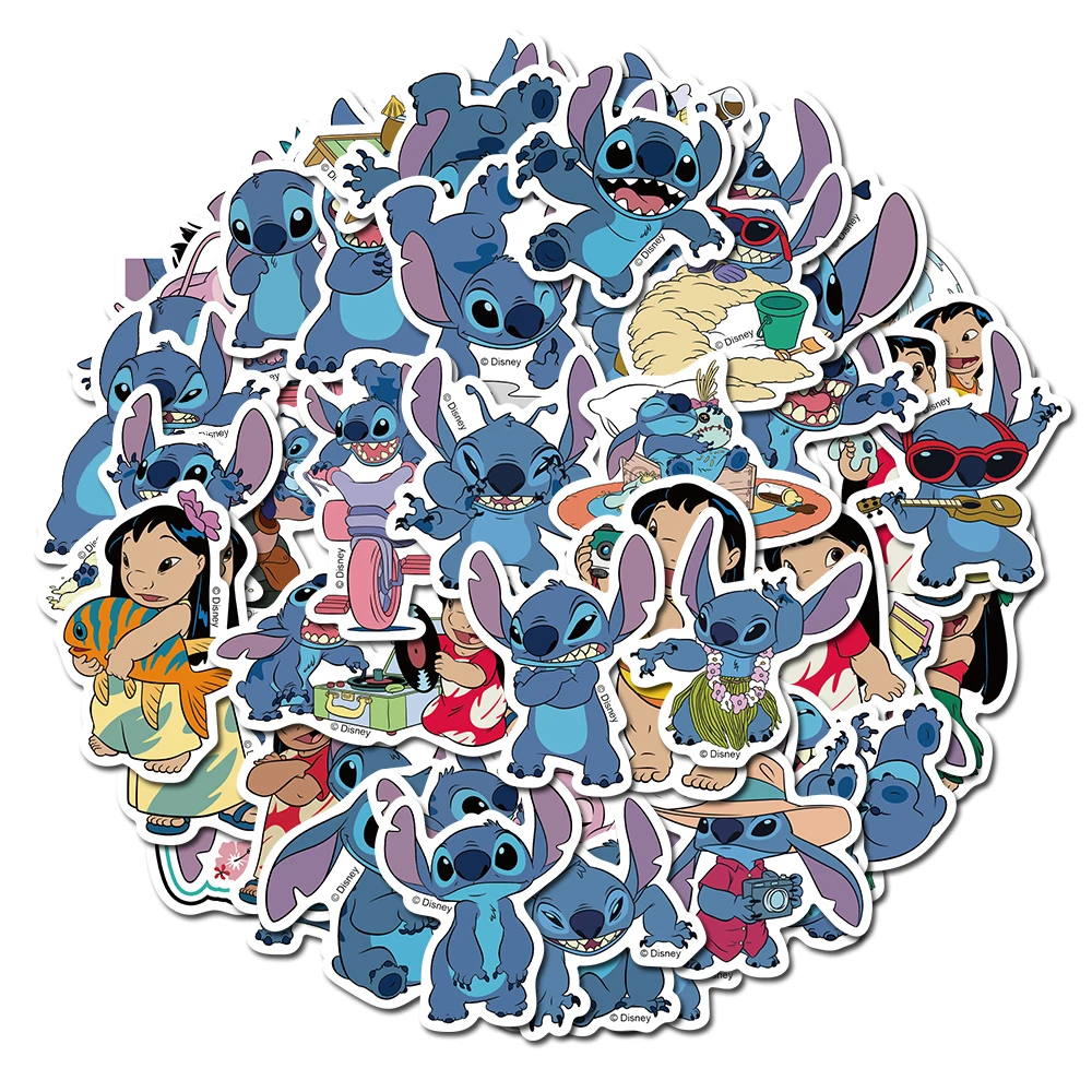 10/30/50pcs Disney Anime Lilo & Stitch Stickers Cute Cartoon Kids Sticker Toy DIY Skateboard Notebook Phone Fun Graffiti Decals