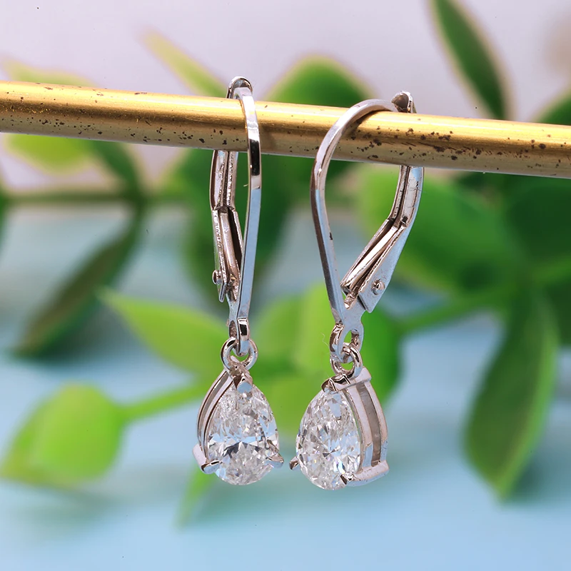 White Gold 14k Pear Cut CVD HPHT Lab Diamond DEF VS Drop Earrings 1CT Total 2ctw for Women Party Fine Jewelry IGI Certificate