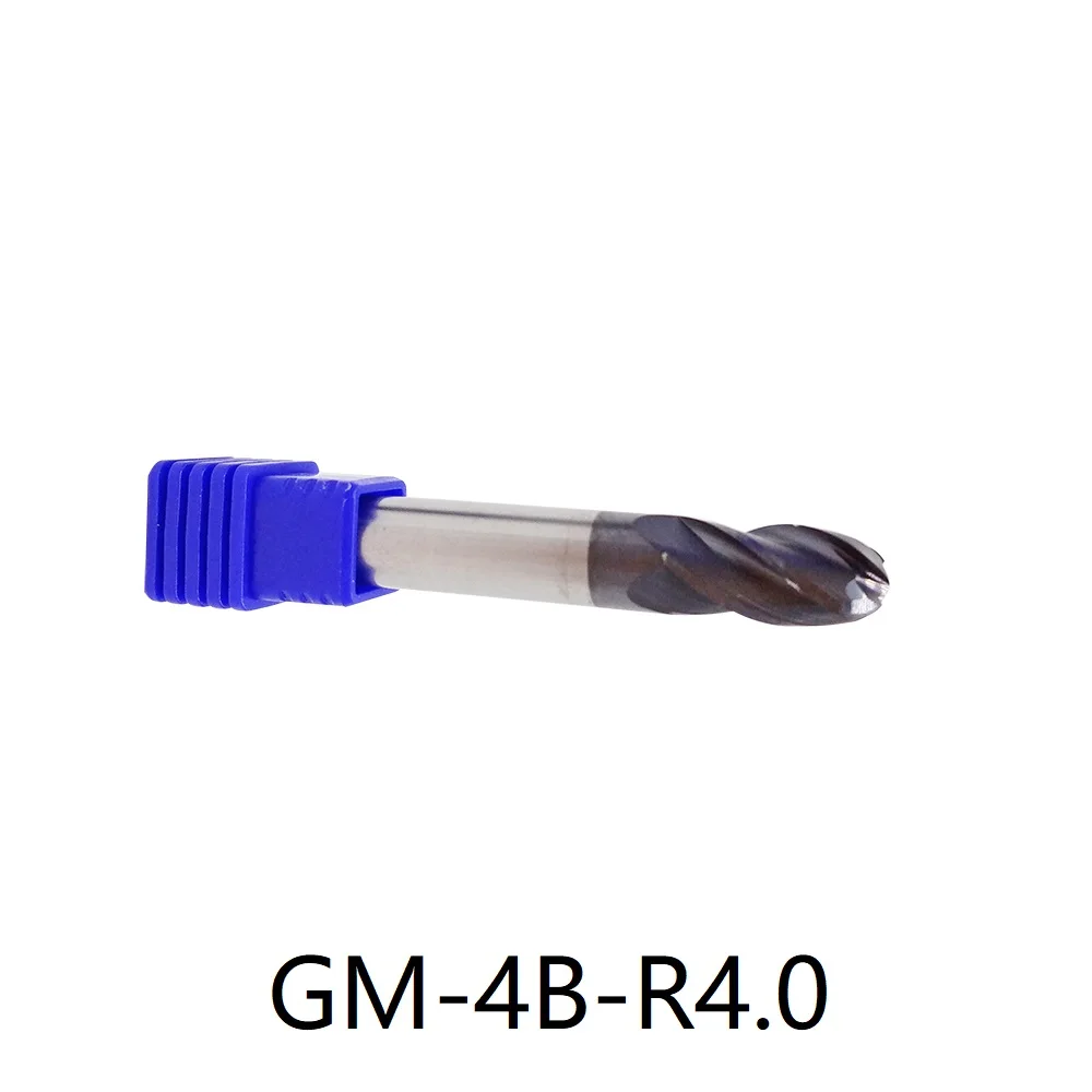 GM-4B ZCC Solid Tungsten Steel 4 Flute Ball Nose Coated End Mill CNC Milling Cutter For Netal Machining