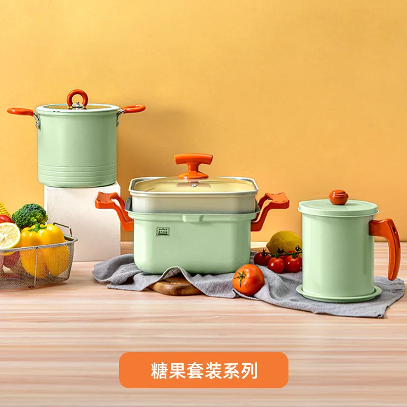 New Multi-functional Cooking Frying and Frying Stone Non Stick Pot Oil Pot Frying Pot 304 Filter Screen Oil Pan Pancake Pan