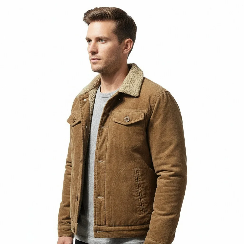 

High Quality Corduroy Jacket Mens Turndown Collar Business Casual Lightweight Parka Korean Style Cold Resistant Winter Jackets