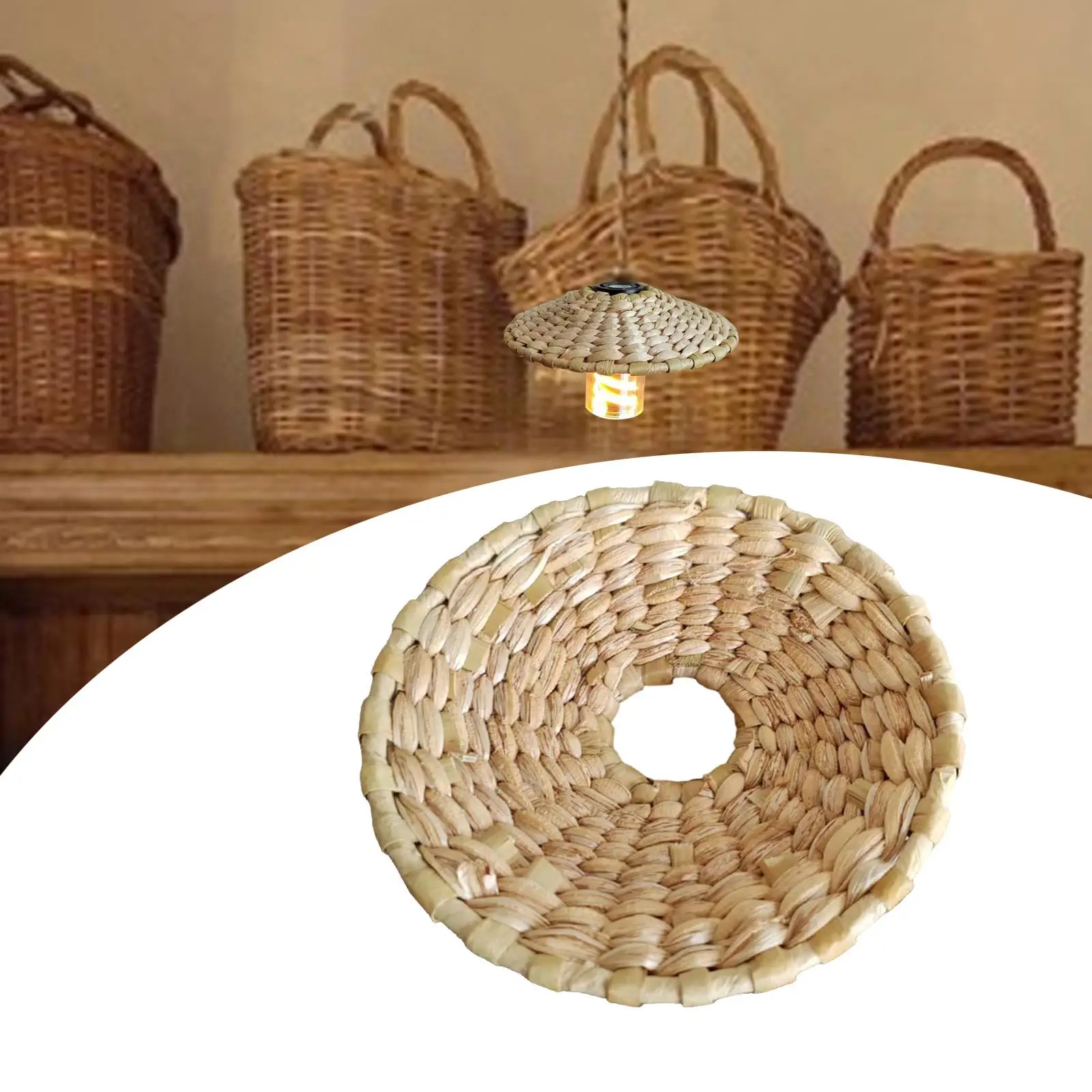 Bedside Light Shade Woven Tabletop Lamp Shade for Study Room Hotel Apartment