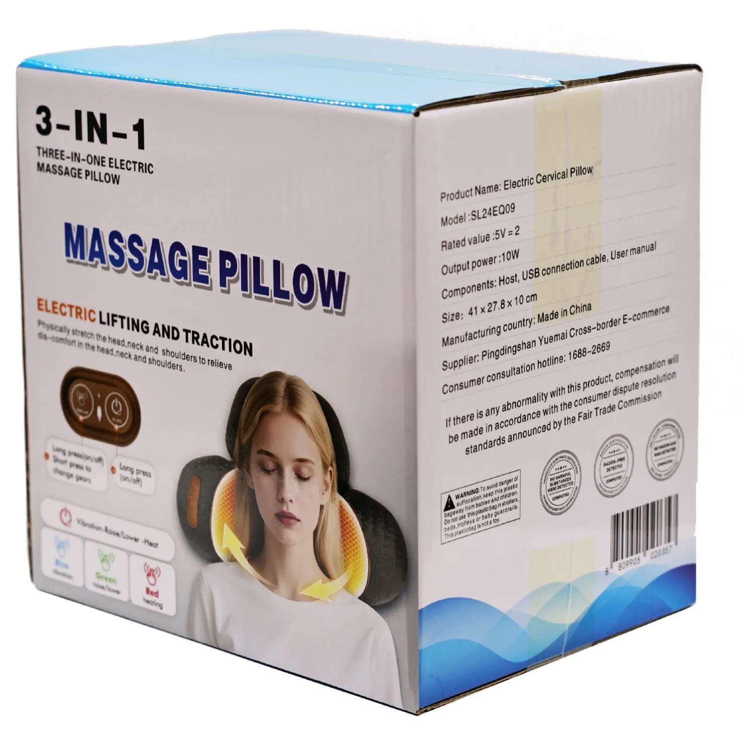 Cervical Pillow for Neck Support and Spinal Alignment with Heat Therapy Massage Function for Sleeping and Recovery