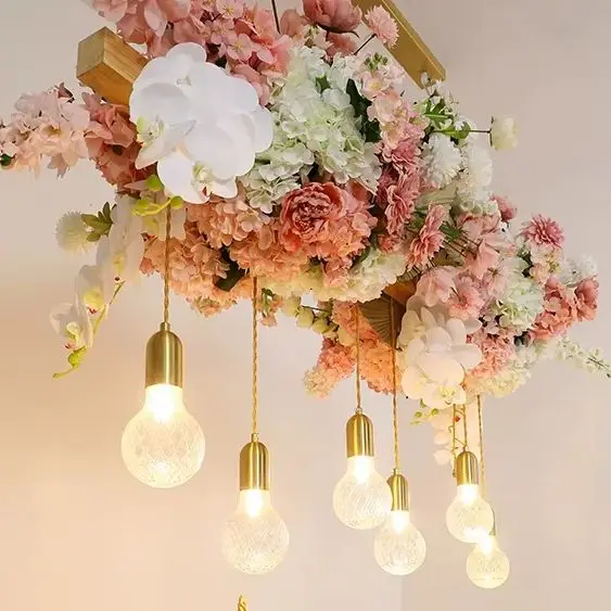 Flower Shop Theme Restaurant Party Table Showcase Bar Plants Ins Wind Lighting Pendant