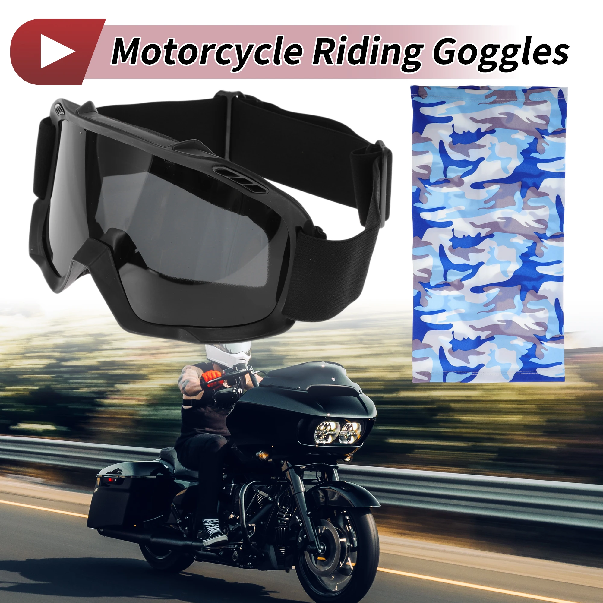 

X Autohaux мотоциклетные очки с глубокими серыми линзами, черная оправа, ПК, ТПУ, велосипедные солнцезащитные очки