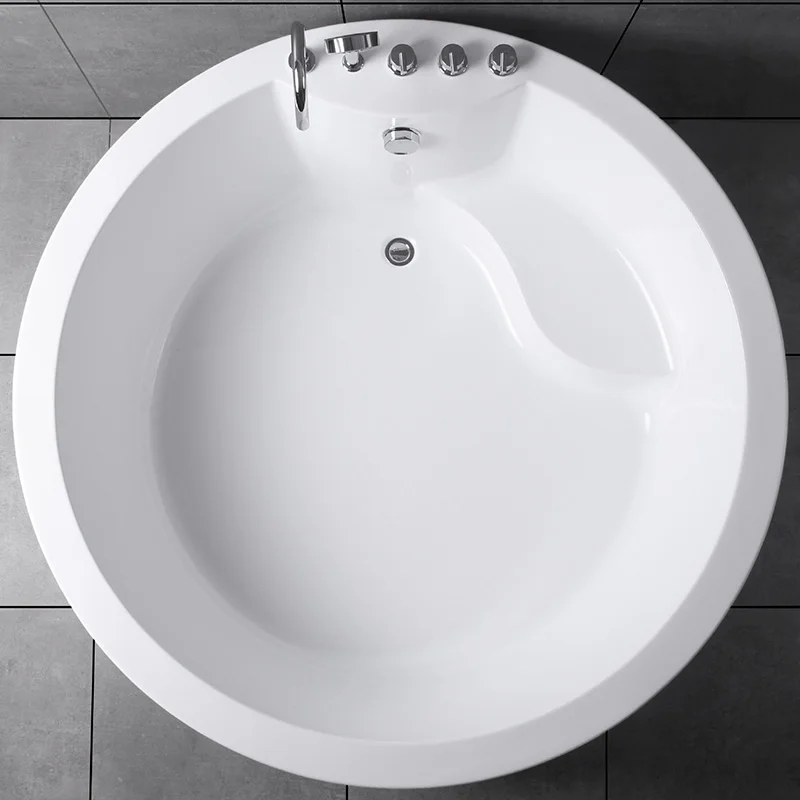 Round Shape White Bath Tub Freestanding Bathroom Bathtubs with Seat