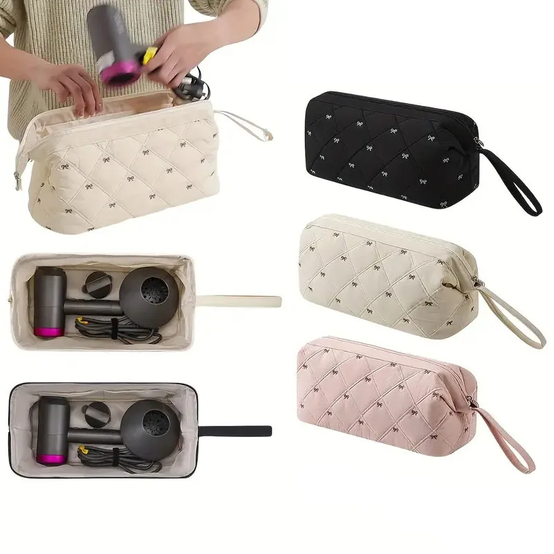 Large Capacity Hair Dryer & Curling Iron Organizer Hairdressing Tools Organizer Bag with Multiple Compartment and Zipper Closure