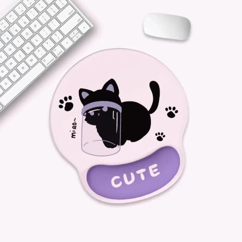 Hand Support Black Cat Non-Slip Mouse Pad Wrist Rest Soft Cartoon Cat Keyboard Pad Cute Silicone 3D Cat Antiskid Mice Mat Gift