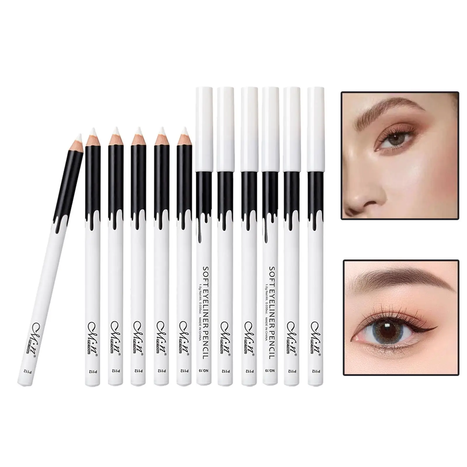 12 Pieces Waterproof Highlight Eyeshadow Eyeliner Pencil Makeup Stick White