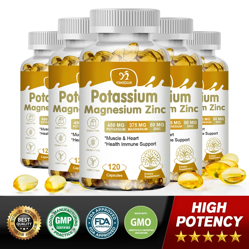 Magnesium Potassium Zinc Capsule Relieve Twitches, Tremors, Muscle Cramps, Extreme Fatigue & Headaches Regulate Sleep