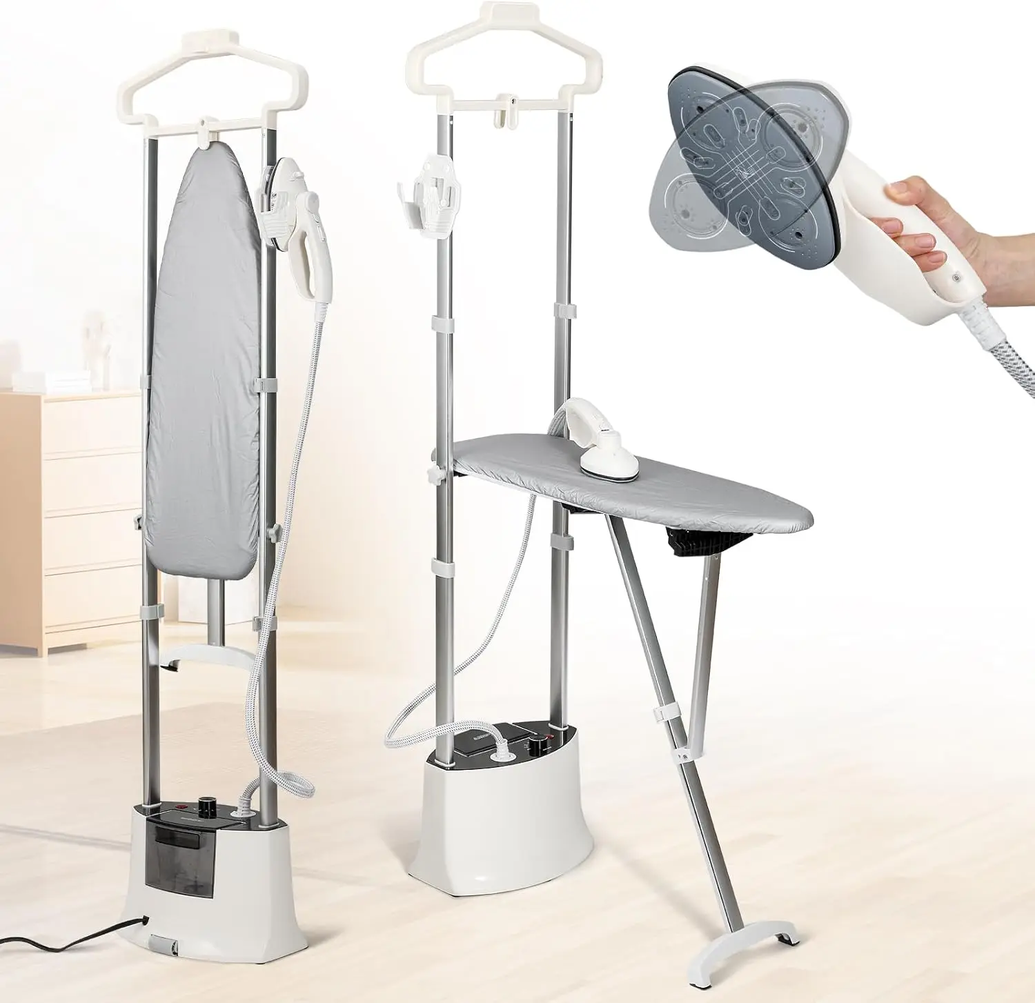 

1500W Professional Garment Steamer with Foldable Ironing Board, 90° Rotating Head & 1.6L Tank for Efficient Wrinkle Removal