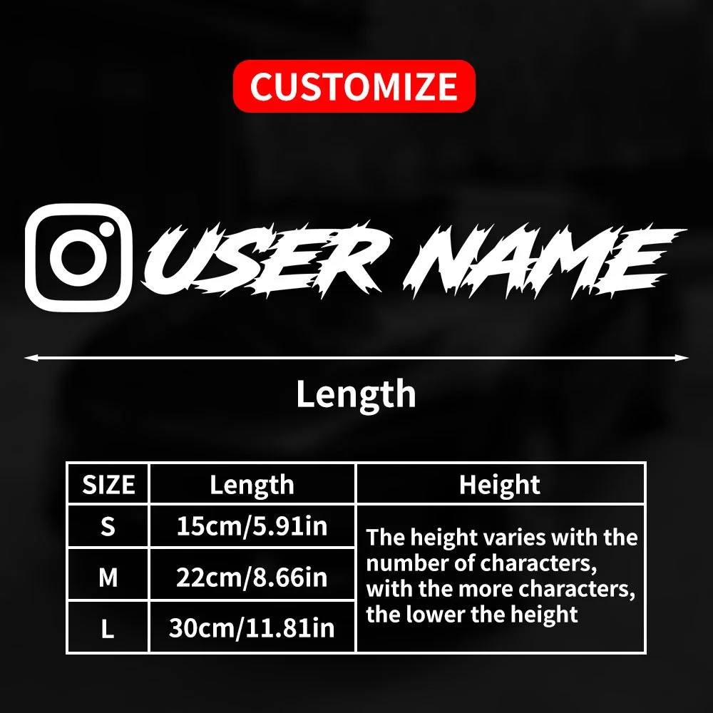 1PC aangepaste autosticker Instagram coole lettertypen waterdicht doe-het-zelf voertuigraam motorfiets fiets scooter helm duurzame vinylstickers