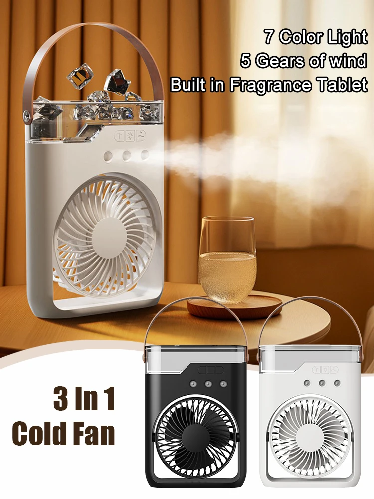 

3 In 1 Fan AIr Conditioner Household Small Air Cooler LED Night Light Portable Humidifier Air Adjustment Fan Office Home Fan New