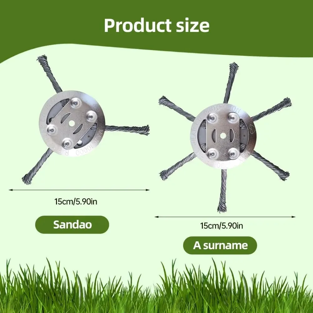 Universal Steel Wire Trimmer Head Replacement-Heavy-Duty Weed Brush Cutter for Gardening Lawnmower Moss & Rust Removal