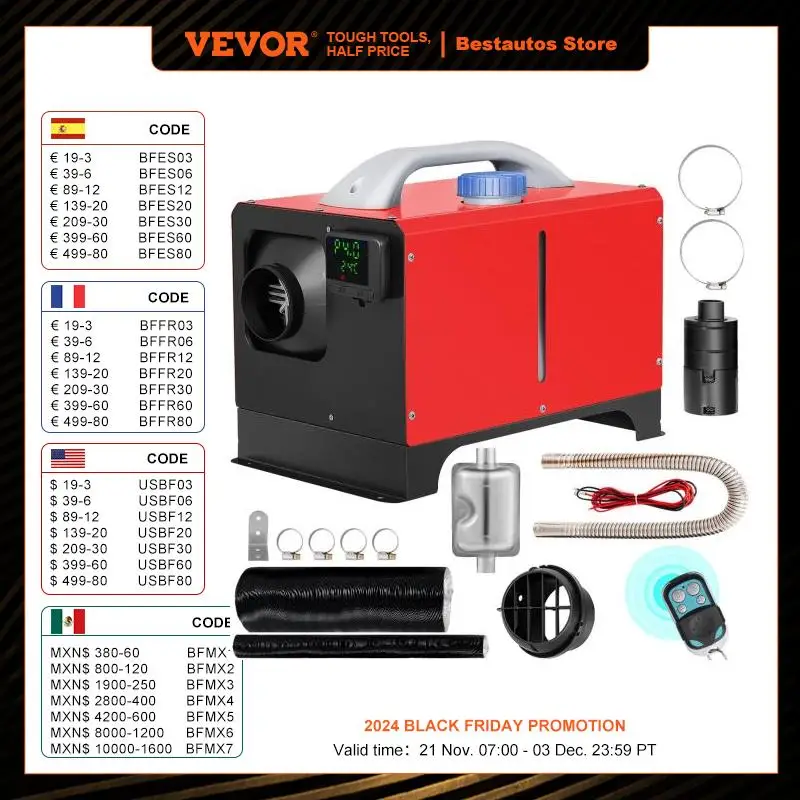 VEVOR Diesel Air Heater All in One 8KW Diesel Heater 12V Diesel Parking Heater for RV Truck Boat Bus Trailer and Motorhomes