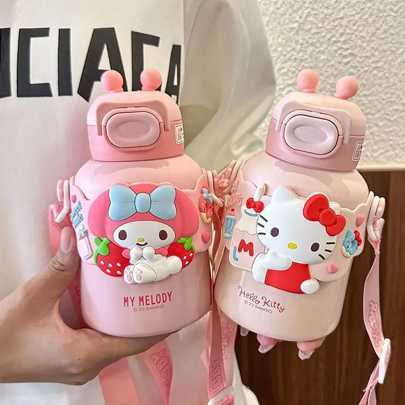 

Sanrio Kuromi Hello Kitty Anime Kawaii Ins Thermos Cup Cute Cartoon Cinnamoroll Stainless Steel Portable Kettle Gifts for Kids