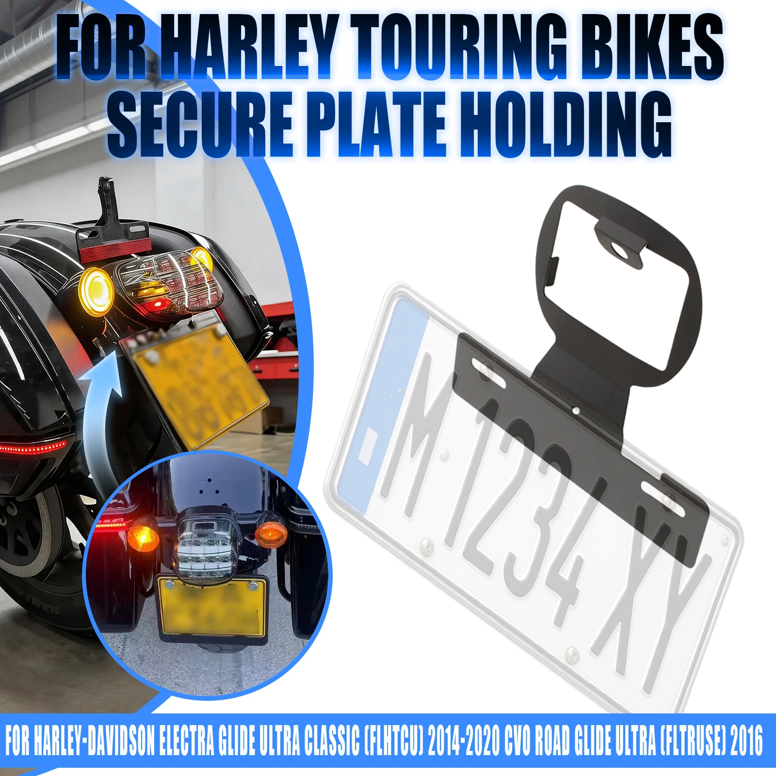 For Harley Low Rider S ST Electra Glide Ultra Limited FLHTK Sportster 883 Motorcycle License Plate Bracket Anti-rust Isolation