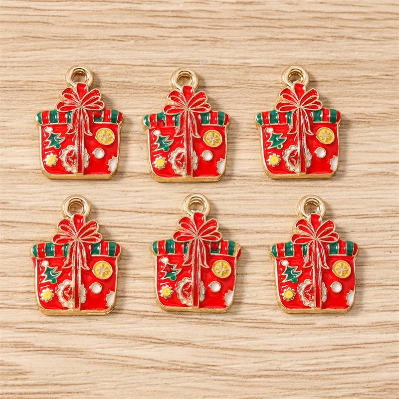 10 Stück gemischte, niedliche Emaille-Anhänger in Form von Weihnachtsbäumen, Schneeflocken und Weihnachtsmann für die Schmuckherstellung, Halsketten, Ohrringe, DIY-Bastelarbeiten und als Geschenk. – Detail 24