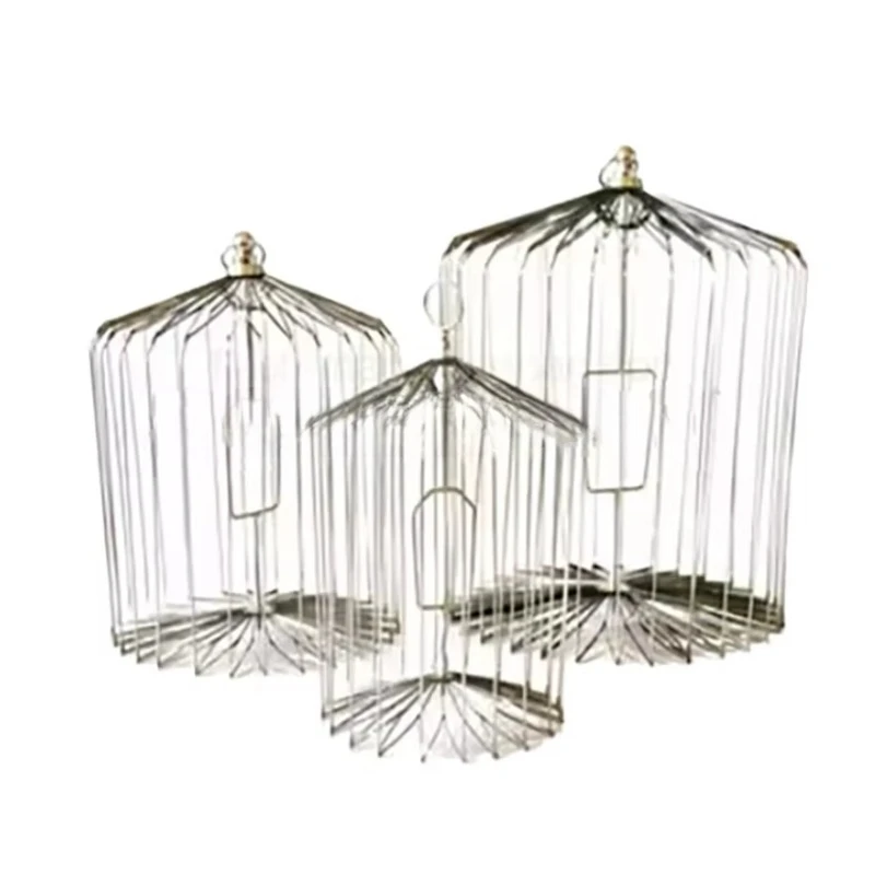 Silver steel birdcage pigeon stage magic skills flash magician props illusion gimmick tutorial