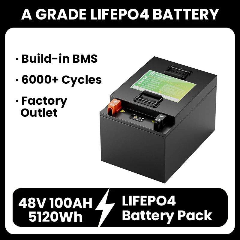 LiFePO4 48V 100Ah LiFePO4 Battery Pack 5120Wh 12V 24V 300Ah 200Ah 150Ah Lithium Grade A 6000+ Cycles RV Boat Solar Battery EU UA