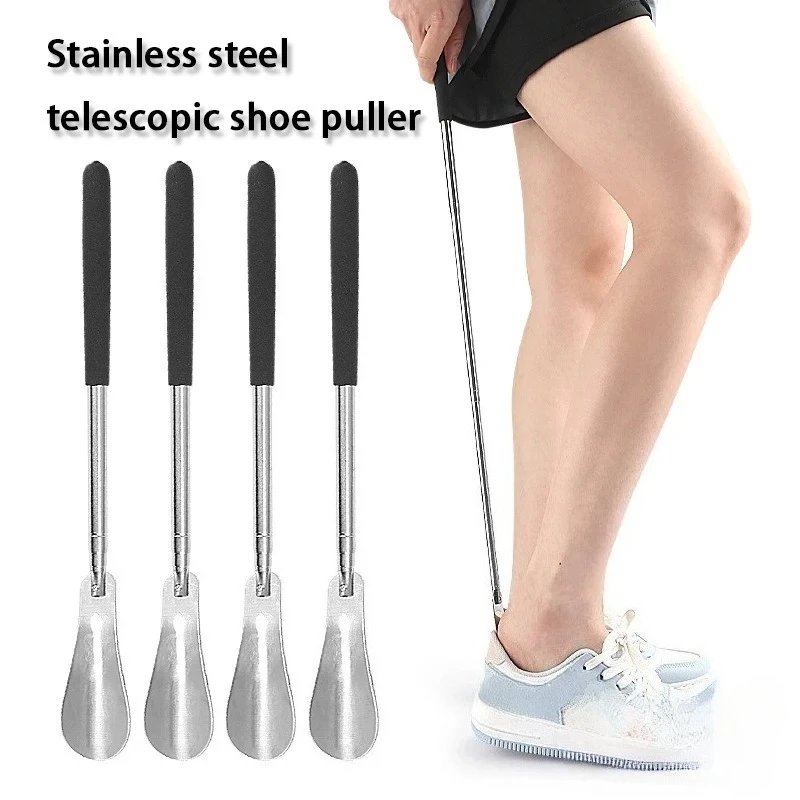 1/2Pcs Retractable Metal Shoe Horns 31cm-65cm Long Handled Shoehorn Pregnant Woman Elderly Shoe Spoon Retractable Shoe Spatula