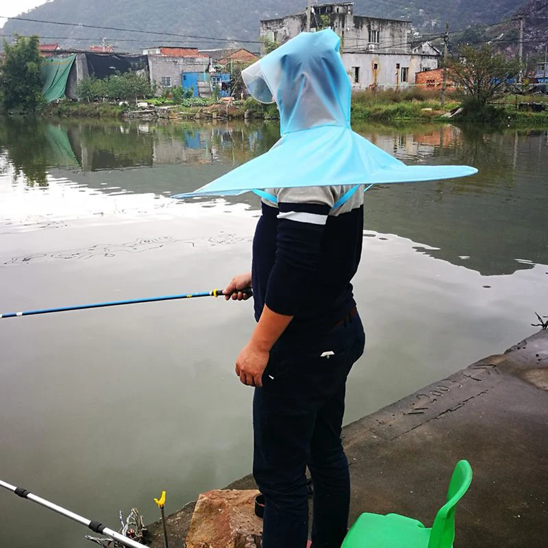 Outdoor Foldable Transparent Fishing Umbrella Rain Cap Anti-Rain Head-Mounted Men's Headwear Adult Umbrella Hat New